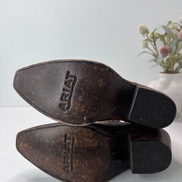 Ariat Hazel Western Boots Naturally Distressed Snip Toe Brown Womens 6.5B NWOB - Picture 8 of 9